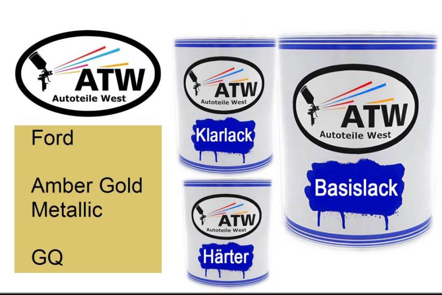 Ford, Amber Gold Metallic, GQ: 1L Lackdose + 1L Klarlack + 500ml Härter - Set, von ATW Autoteile West.